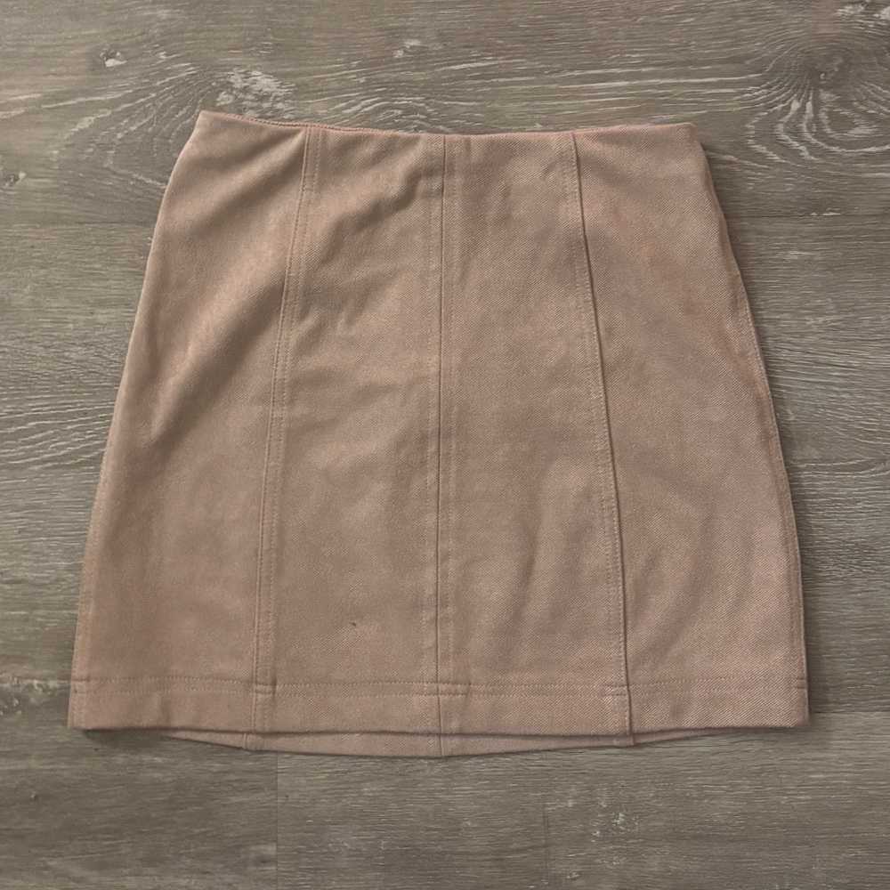wild honey - pinkish tan faux suede skirt